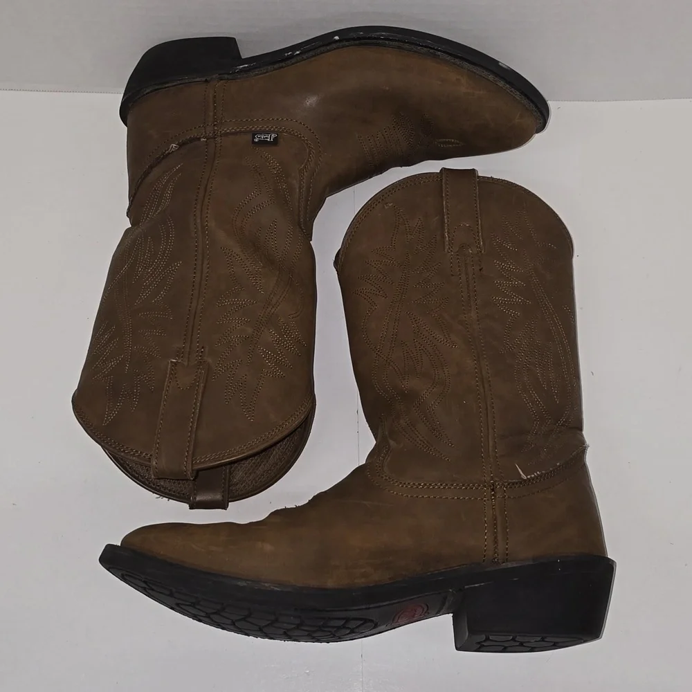 Justin Men's Brown Cowboy Boots Size 9.5D Style JB1100 - Picture 8 of 15